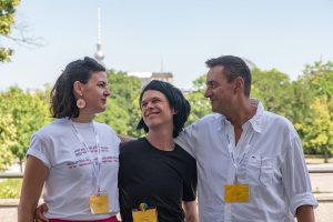 Organising Team: From left: Kate Davison, Esra Paul Afken, Andreas Pretzel; Photo: Sabine Hauff